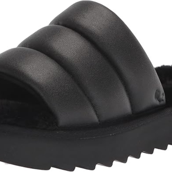Ugg Koolaburra Black Faux-Fur Foam Cushion Slides/Sandals - Size 8 - Picture 7 of 8